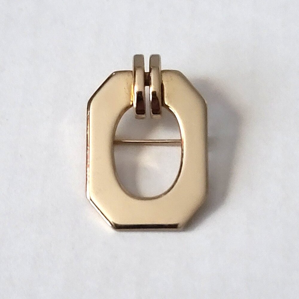 Vintage Signed MONET Gold Tone Brooch Pin Small Geometric Costume Jewelry
